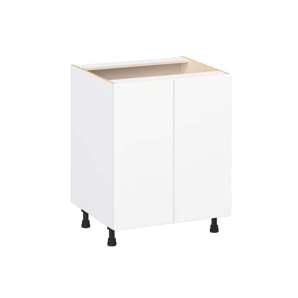 J COLLECTION Timberline 27 in. W x 24 in. D x 34.5 in. H Assembled Slab Full Height Doors Base Kitchen Cabinet in Bright White