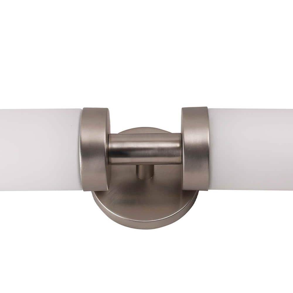 Brushed Nickel Dual Light Wall Sconce with Opal Glass