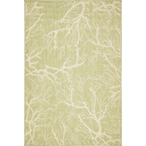 Unique Loom Outdoor Branch Light Green 4' 0 x 6' 0 Area Rug