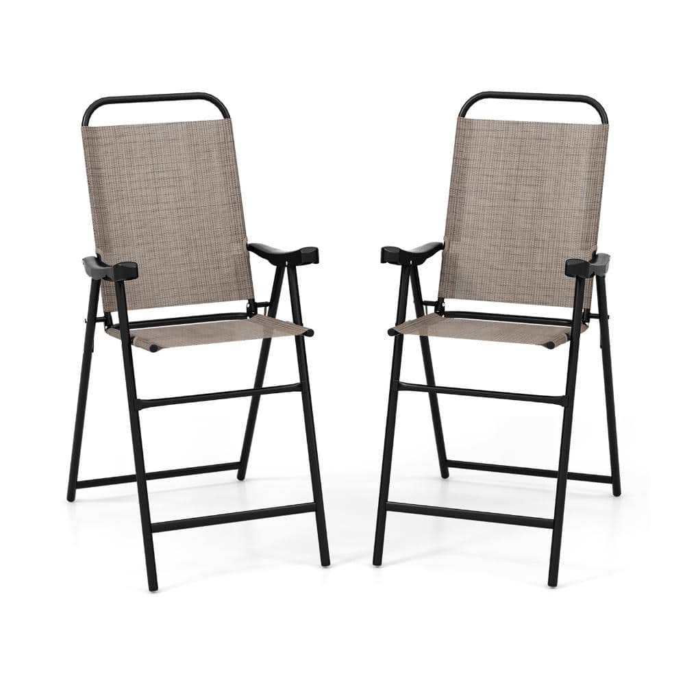Set of 2 Fabric and Metal Folding Outdoor Bar Stools with Armrests, Coffee price history on PriceWatchPro