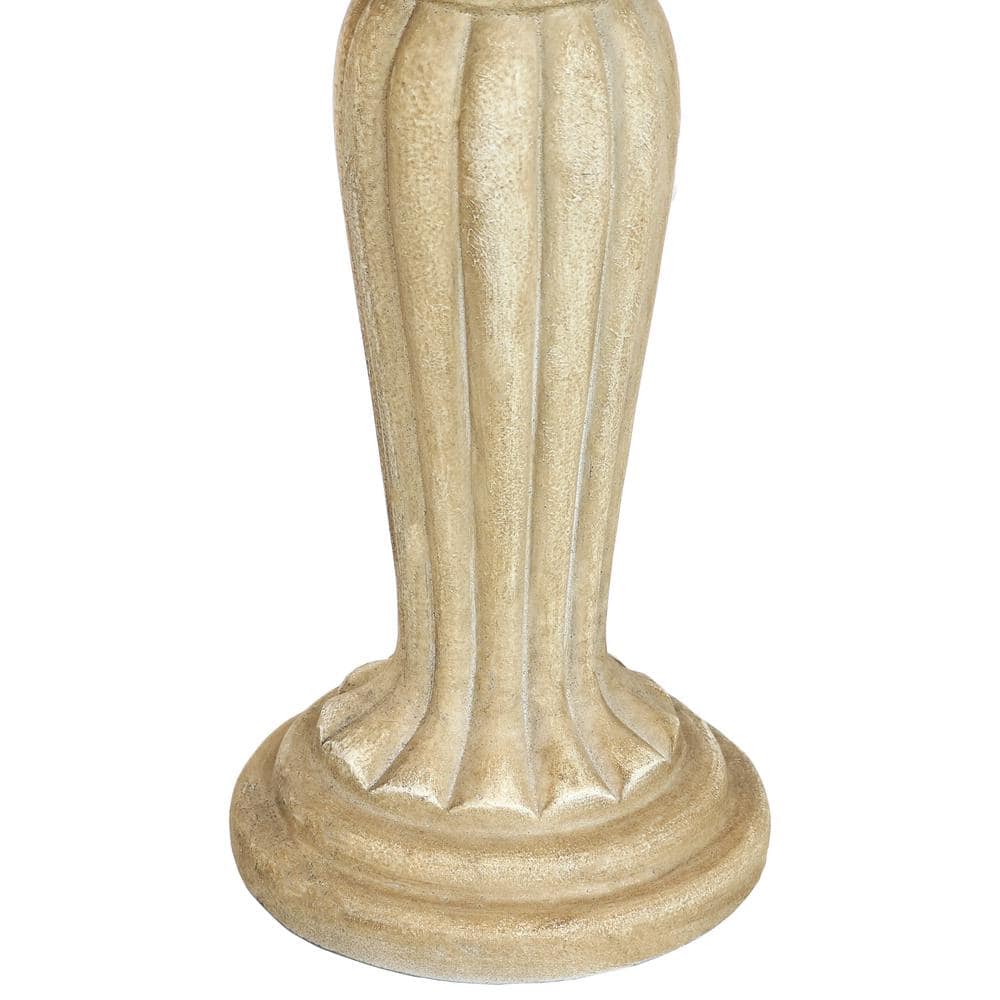 Cream Grecian Column Glass Fiber Reinforced Concrete Bird Bath