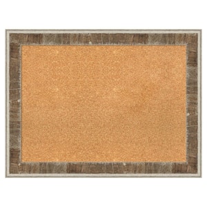 Farmhouse Brown Narrow Wood Framed Natural Corkboard 33 in. x 25 in. bulletin Board Memo Board