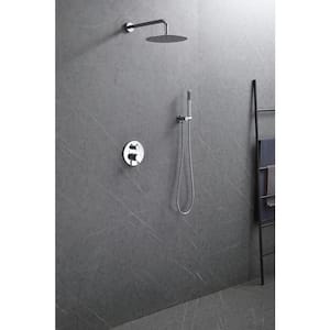 2-Spray Patterns with 1.75 GPM 10 in. Wall Mount Dual Shower Heads in Spot Resist Chrome