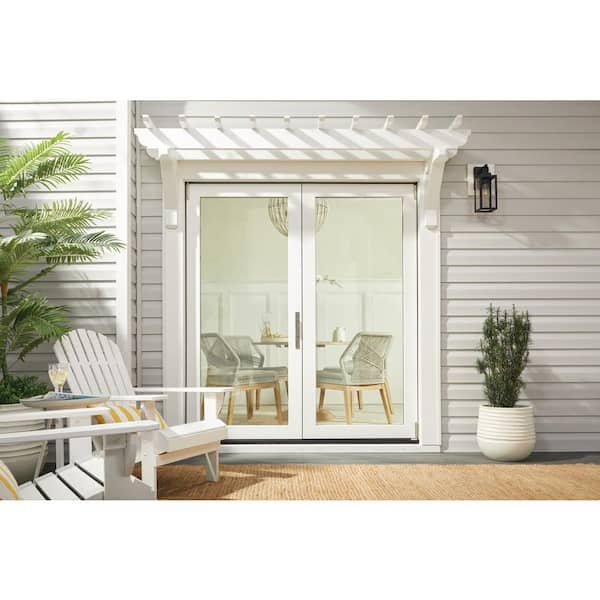 72 in. x 80 in. Left-Hand Primed Fiberglass 2-Panel Folding Patio Door w/ Low-E Impact Glass and Nickel-Handle