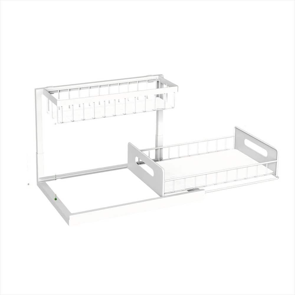 2-Tier Pull Out Sliding Cabinet Organizer Under Sink in White, Shelf Storage for Kitchen and Bathroom, Pack of 2 price history on PriceWatchPro