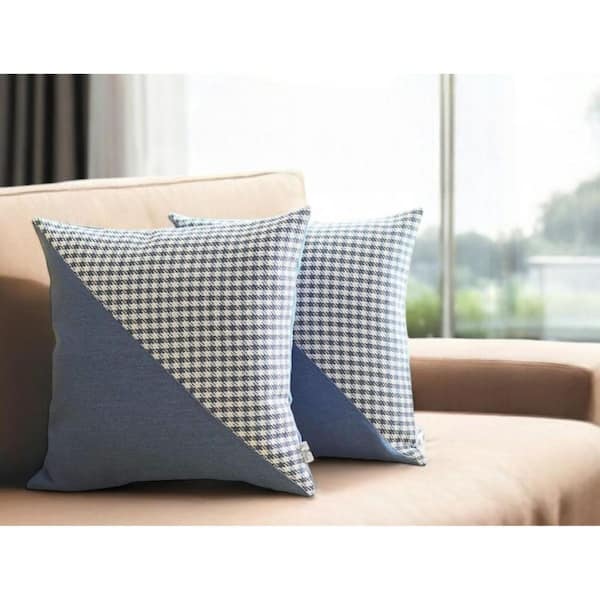 Set Of 2 Blue Houndstooth Pillow Covers Set Of 2 Blue Houndstooth Pillow Covers