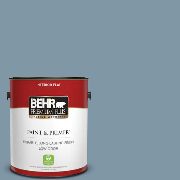 BEHR PREMIUM PLUS 1 gal. #560F-5 Bleached Denim Flat Low Odor Interior Paint & Primer