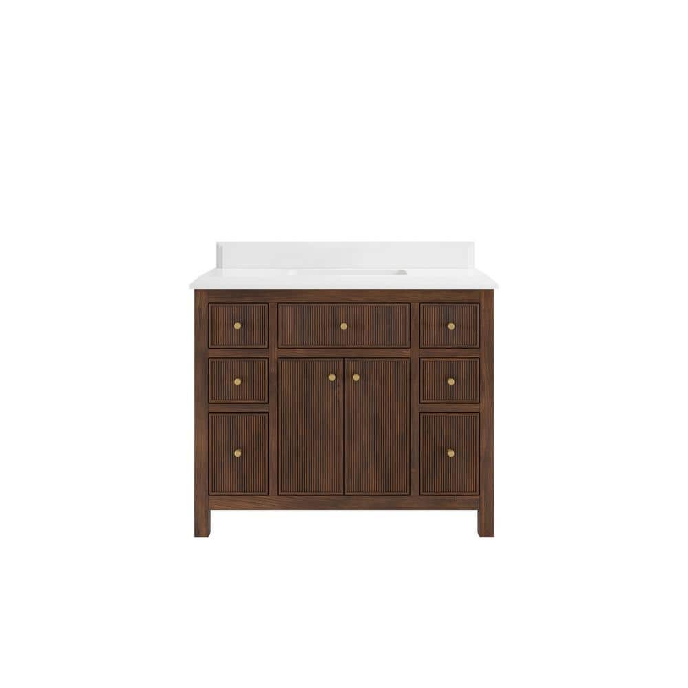 Sonoma Teak 42 in. Single Sink Freestanding Dark Walnut Bath Vanity with White Quartz Top Unassembled price history on PriceWatchPro