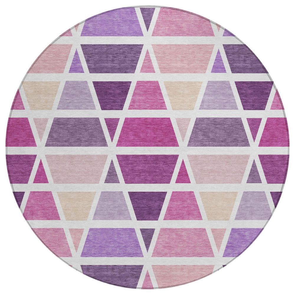 Chantille Machine Washable Indoor/Outdoor Abstract ACN2732 Pink 8 ft. x 8 ft. Round Rug price history on PriceWatchPro
