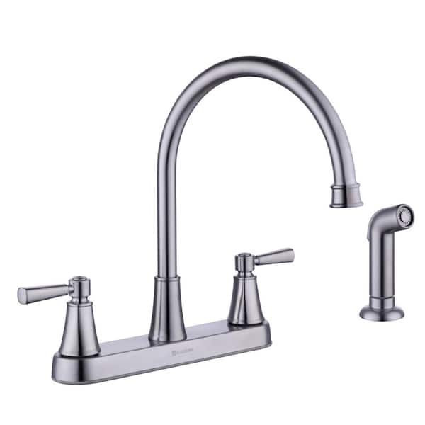 Glacier Bay Melina Double Handle Standard Kitchen Faucet with Side Sprayer in Stainless Steel