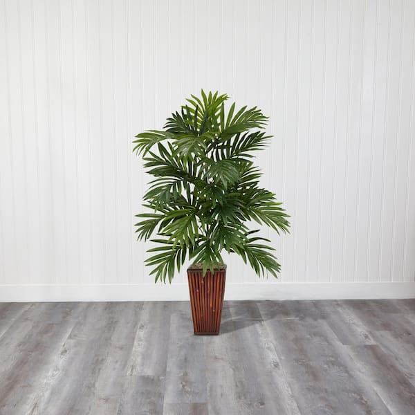 Nearly Natural 6675 Areca Palm w/Bamboo Vase Silk Plant 