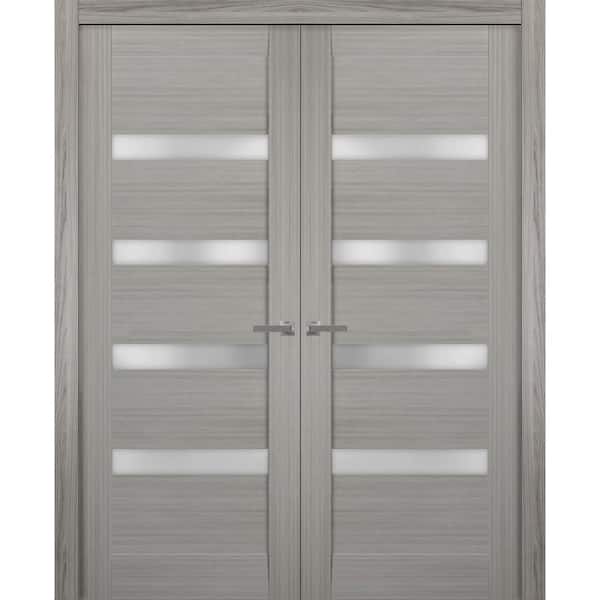 Sartodoors 84 in. x 84 in. 2 Panel Gray Ash Finished Solid MDF Sliding Door with Hardware