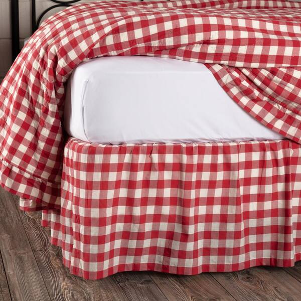 VHC BRANDS Annie Buffalo 16 in. Red Check Twin Bed Skirt