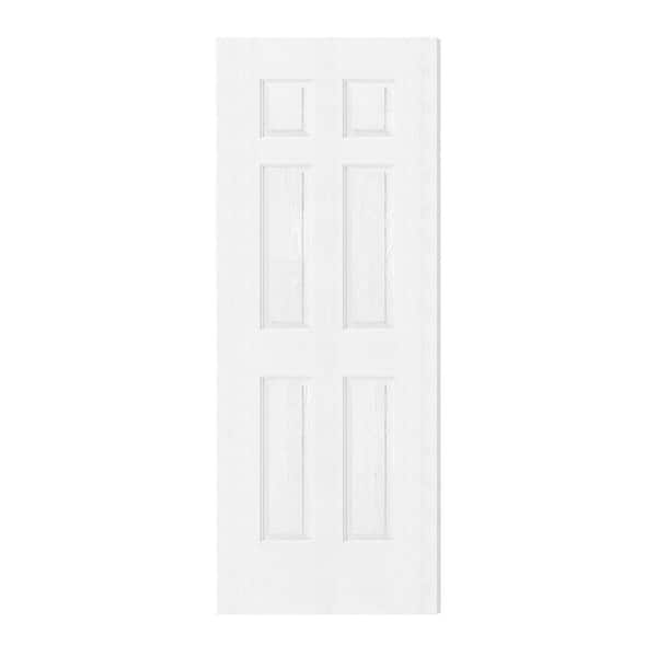 TENONER 32 in. x 80 in. 6 Panel, Hollow Core, Composite White Primed, Painted, Pre-Finished Door Panel Interior Door Slab