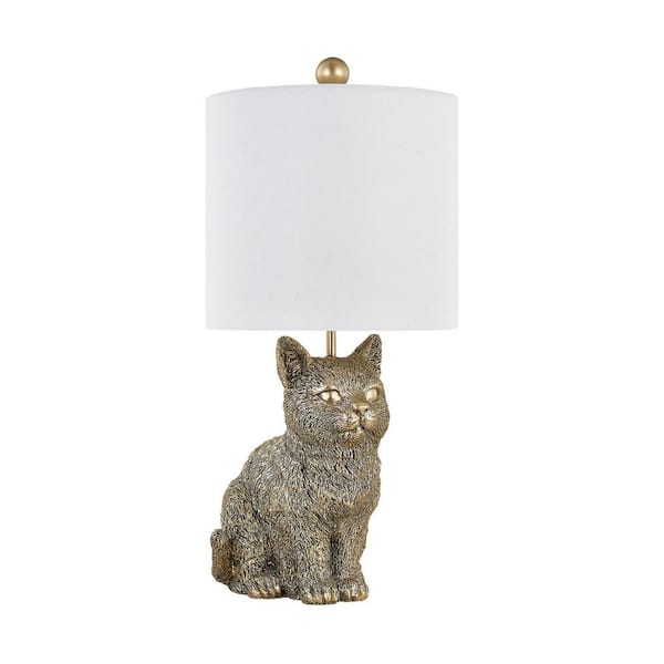 23.5 in. Antiqued Novelty Table Lamp with White Linen