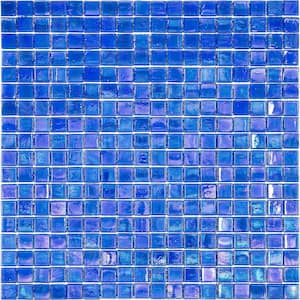 Skosh 11.6 in. x 11.6 in. Glossy Azure Blue Glass Mosaic Wall and Floor Tile (18.69 sq. ft./case) (20-pack)