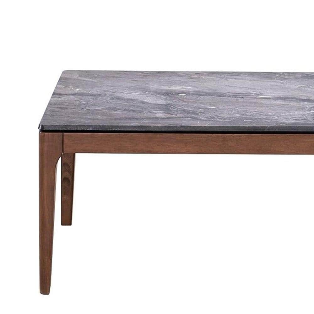 Bevis 47'' Dark Gray Engineered Stone and Walnut Coffee Table