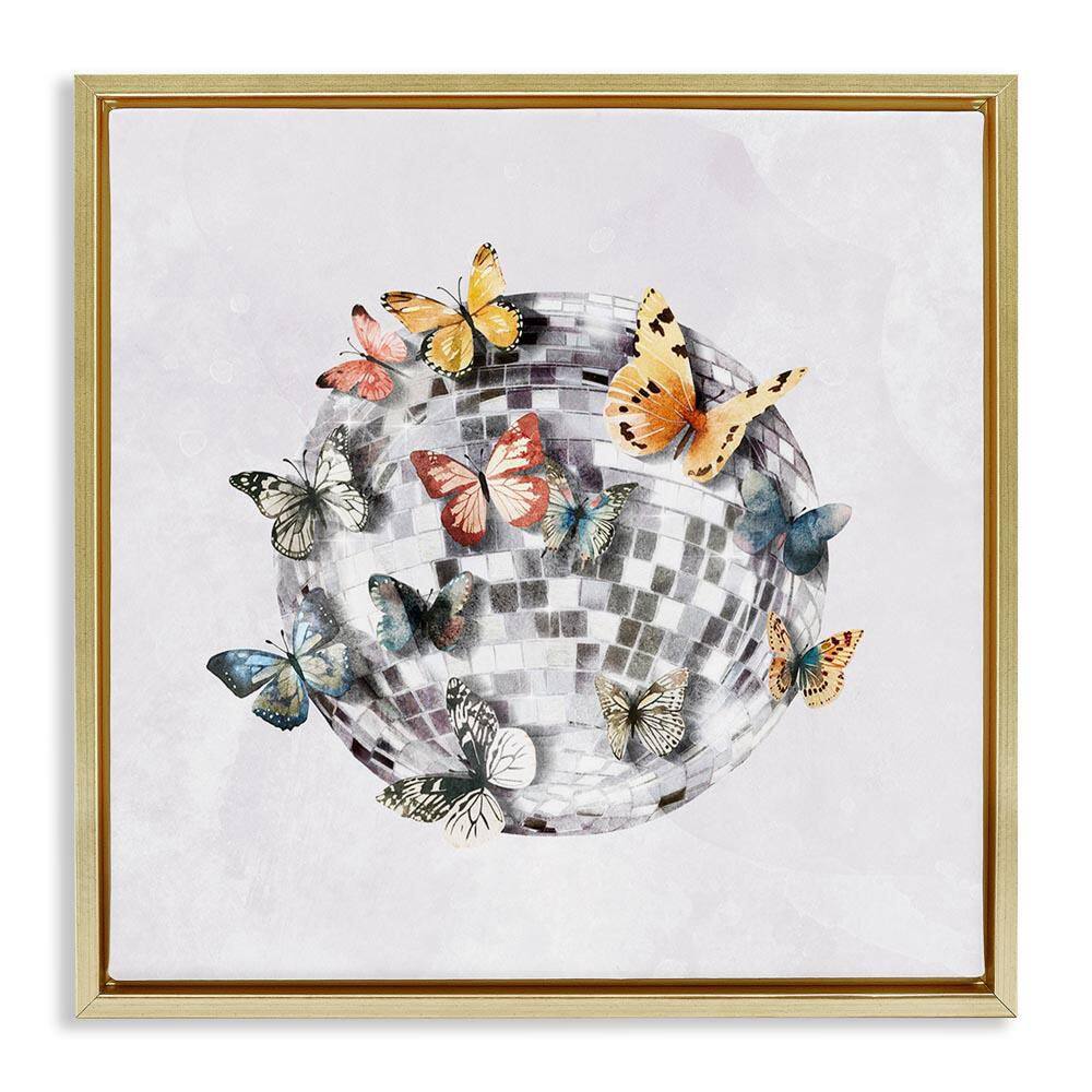 Butterflies on Disco Ball by Svetlana Aleynikova Gold Floater Frame Animal Graphic Art Print 18 in. x 18 in. price history on PriceWatchPro