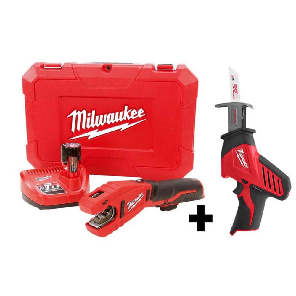 Milwaukee M12 12V Lithium-Ion Cordless Copper Tubing Cutter Kit W/ M12 HACKZALL Reciprocating Saw