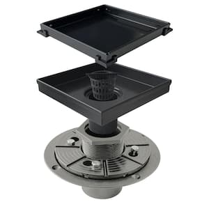 6 in. x 6 in. Stainless Steel Square Shower Drain with Tile-In Pattern Surface and PVC Drain Base, Matte Black