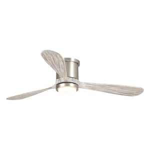Anyan 52 in. Color Changing Integrated LED Nickel Flush Mount Ceiling Fan with Light and Remote Control