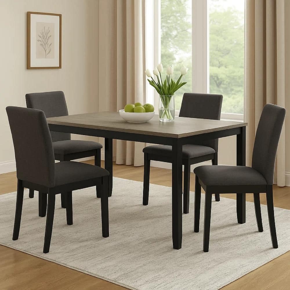 Emoi Modern and Contemporary Gray Oak and Black Wood 30.3 in. 4 Legs Base Dining Table Seats 8 price history on PriceWatchPro