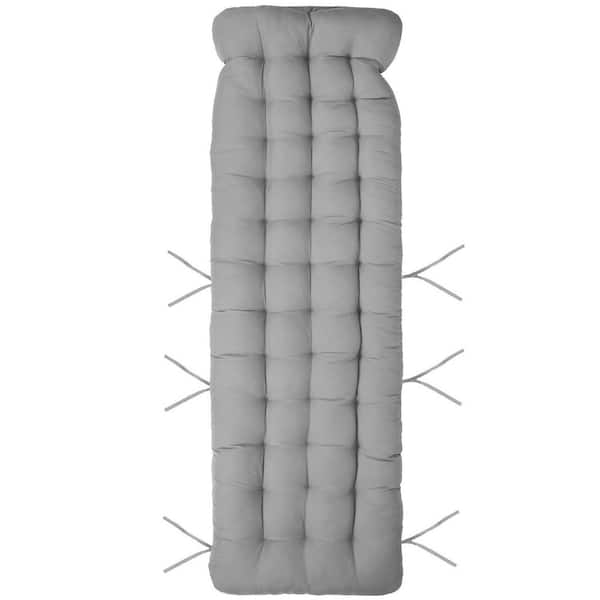 71 x 22 in. Plus Type Chaise Lounger Cushion Recliner Rocking Chair Sofa Mat Deck Chair Cushion for Outdoor Garden Gray