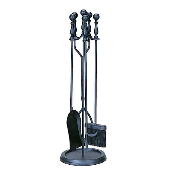 5-Piece Fireplace Tool Set with Ball Handles in Black Finish