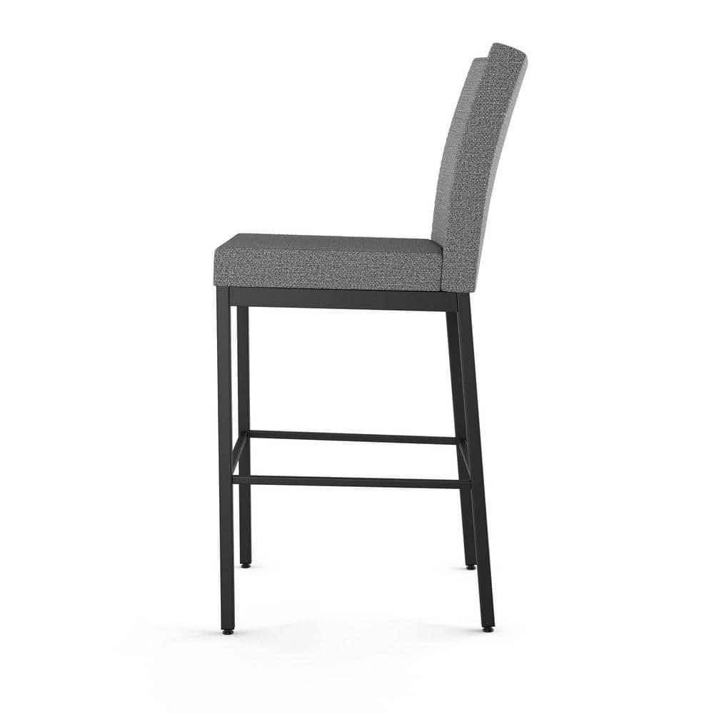 Grey Woven Fabric and Black Metal 26" Counter Stool