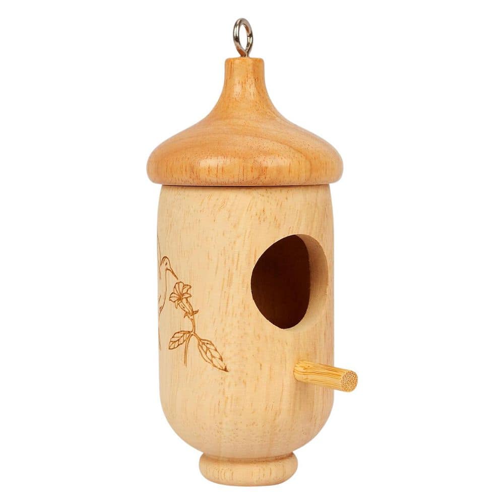 Wooden Hummingbird House for Outdoor Hanging Natural Nest Swinging Birdhouse with Cotton Bow String Decoration price history on PriceWatchPro