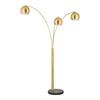 Hampton Bay Caldwell 74.5 in. 3-Light Gold Arc Floor Lamp with Metal Shades and Black Marble Base BAL-4230