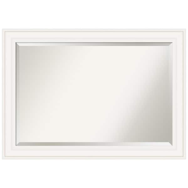 Amanti Art Ridge White 41.5 in. W x 29.5 in. H Framed Beveled Bathroom Vanity Mirror in White
