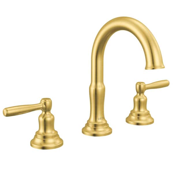 Roe 8 in. Widespread Double Handle Bathroom Sink Faucet in Brushed Gold