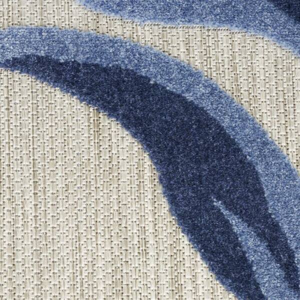 Blue, Gray 3 ft. x 4 ft. Loomed Floral Polypropylene Rectangle Indoor/Outdoor Area Rug