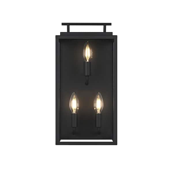 17 in. Black Outdoor Hardwired Wall Sconce with No Bulbs Included