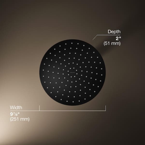 KOHLER Awaken 1-Spray Patterns with 1.75 GPM 9.88 in. Ceiling Mount Fixed Shower Head in Matte Black