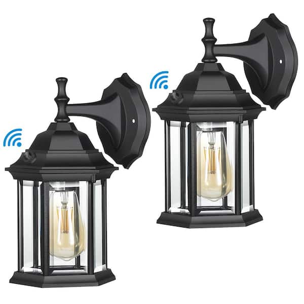 DEWENWILS Black Dusk to Dawn Outdoor Hardwired Wall Lantern Sconce with No Bulbs Included (2-Pack)