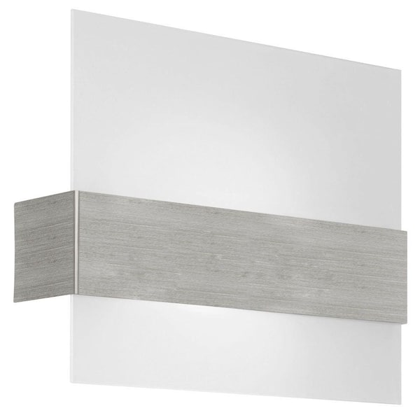 Eglo Nikita 14 in. W x 11.42 in. H 1-Light Matte Nickel Wall Sconce with White Glass Shade