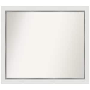 Medium Rectangle Satin White Silver Casual Mirror (27 in. H x 31 in. W)