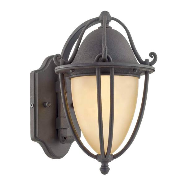 Fifth and Main Lighting Portage 15 in. H 1-Light Natural Bronze Outdoor Wall Lantern Sconce