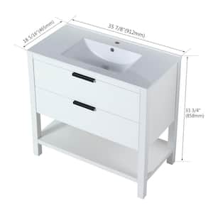 18.30 in. W x 35.90 in. D x 33.50 x in. H Single Sink Freestanding Bath Vanity in white with white Wood Top