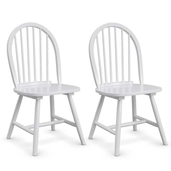 Costway White Vintage Windsor Dining Side Chair Wood Spindleback Kitchen Room (Set of 2)