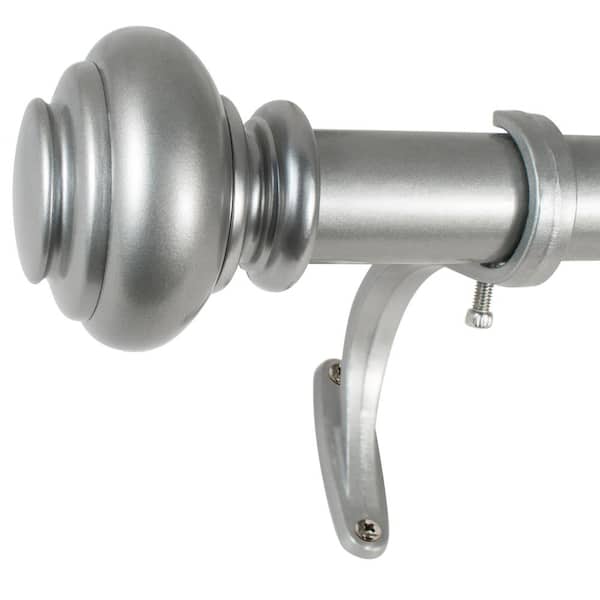 Decopolitan Urn 72 in. - 144 in. Adjustable Curtain Rod 1 in. in Antique Silver with Finial