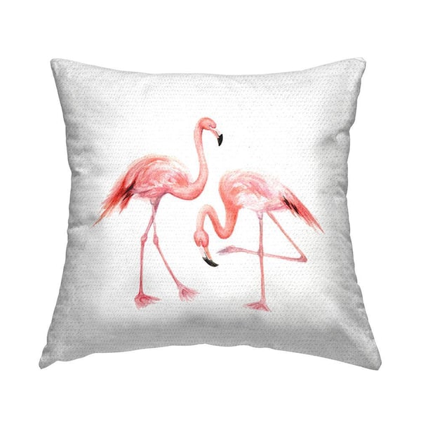 Watercolor Flamingo Pair Children's Nursery Animal Pink Square Outdoor Throw Pillow