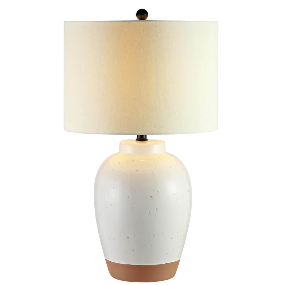 Portcia 27.5" White Ceramic Table Lamp with Drum Shade