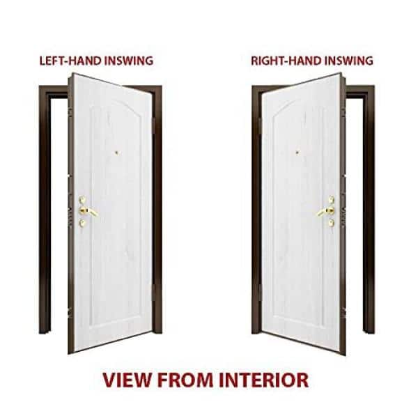 VDOMDOORS 36 in. Finished DEUX1744ED-OAK-36-LH Left-Hand/Inswing Handle x Glass Single - Home Door Lite Prehung Steel 1 The Brown in. Frosted Depot with Panel 80 Front