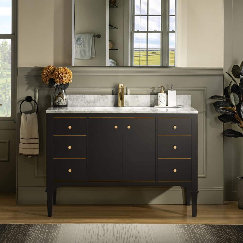 WOODBRIDGE Roma 49 in. W x 22 in. D Bath Vanity in Espresso with Marble Vanity top in Carrara