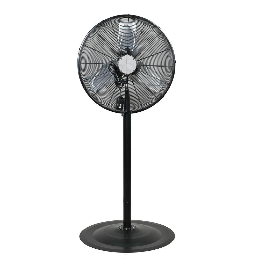 24" Black Adjustable Height Waterproof Pedestal Fan