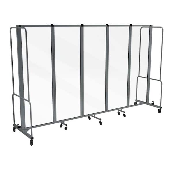 HAMPDEN FURNISHINGS Otis Collection 5-Panel Clear Acrylic Room Divider Clear/Grey