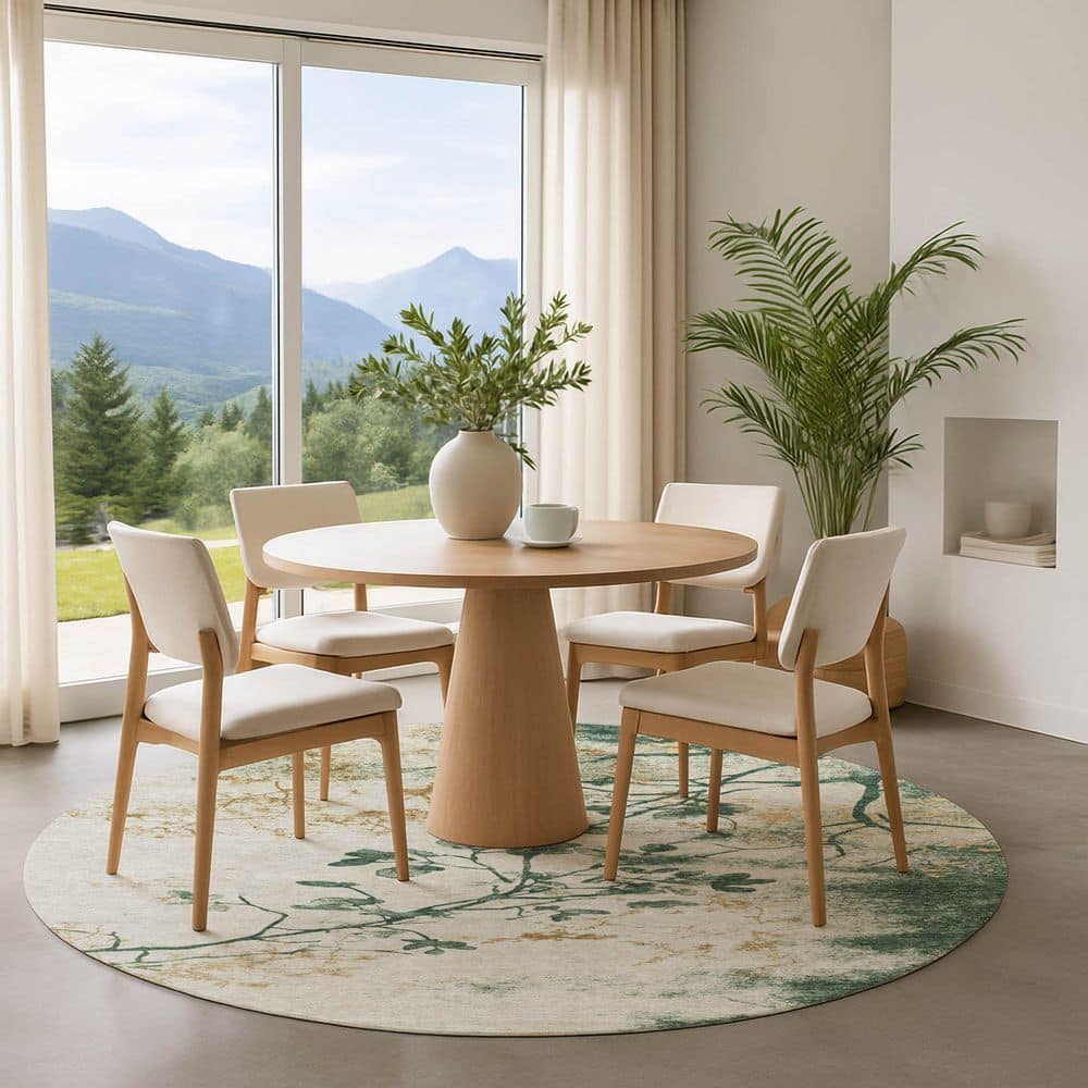 Mayfield Premium Machine Washable Abstract AMF1798 Emerald 8 ft. x 8 ft. Round Rug price history on PriceWatchPro